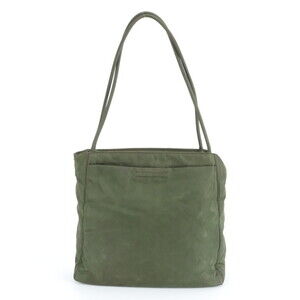 Prada Tessuto Nylon Triangle Logo Khaki Tote Bag Shoulder Handbag for Women